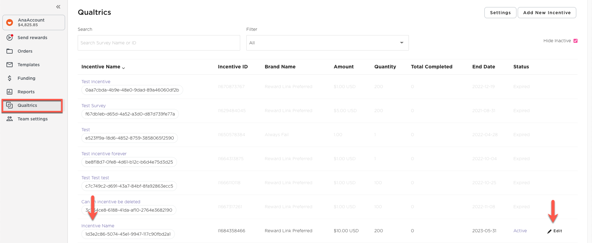 Manage Qualtrics survey incentives in Tango