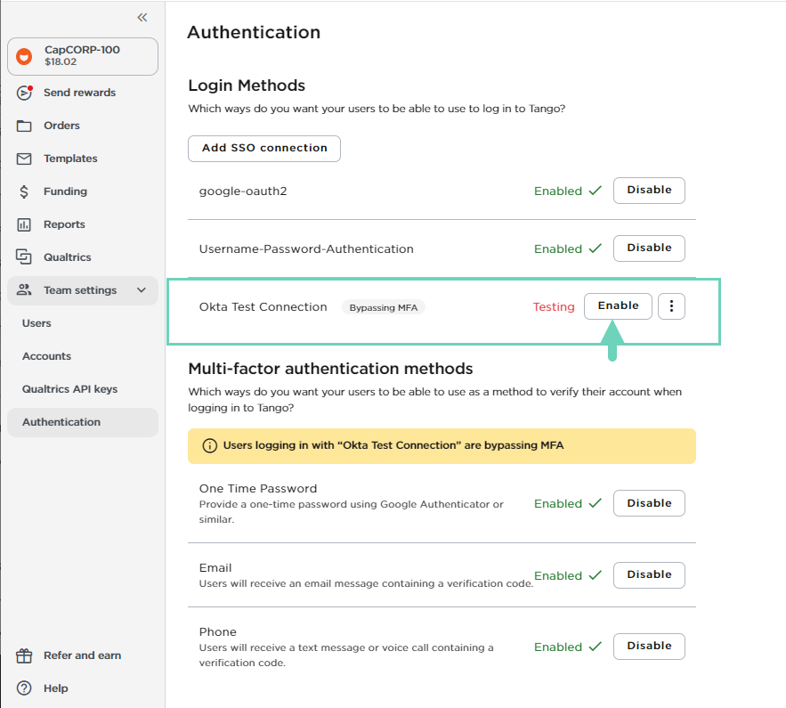 Enable SSO authentication for all users