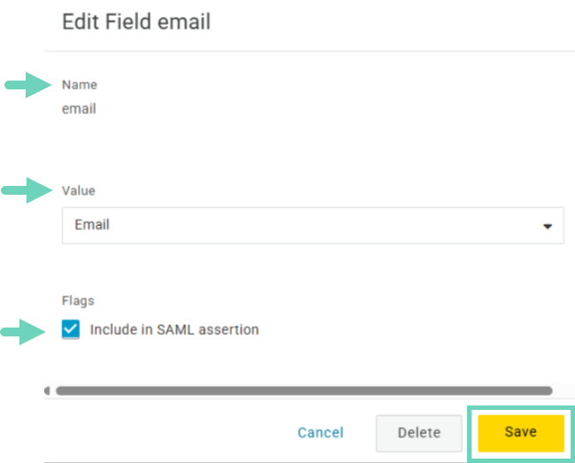Include in SAML assertion
