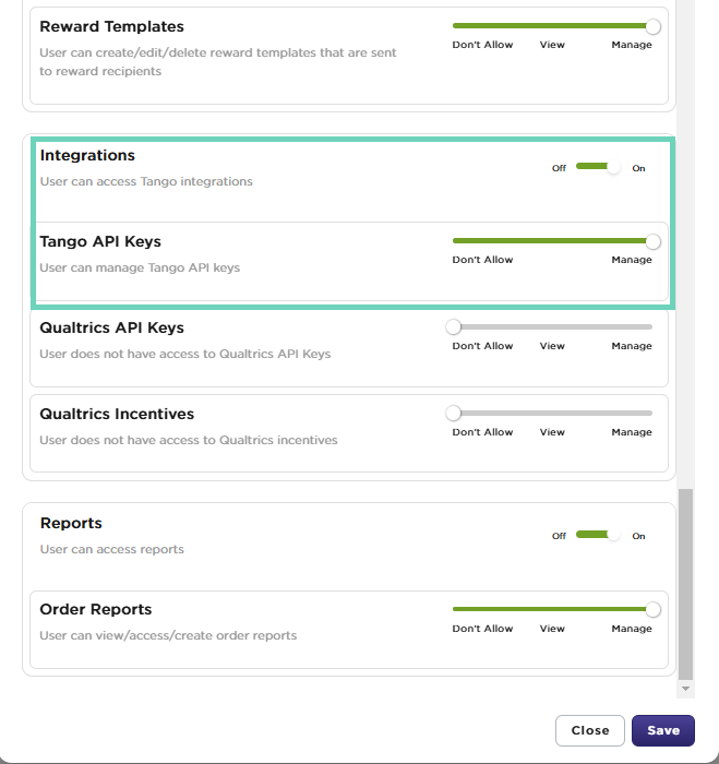 set permissions to access API keys