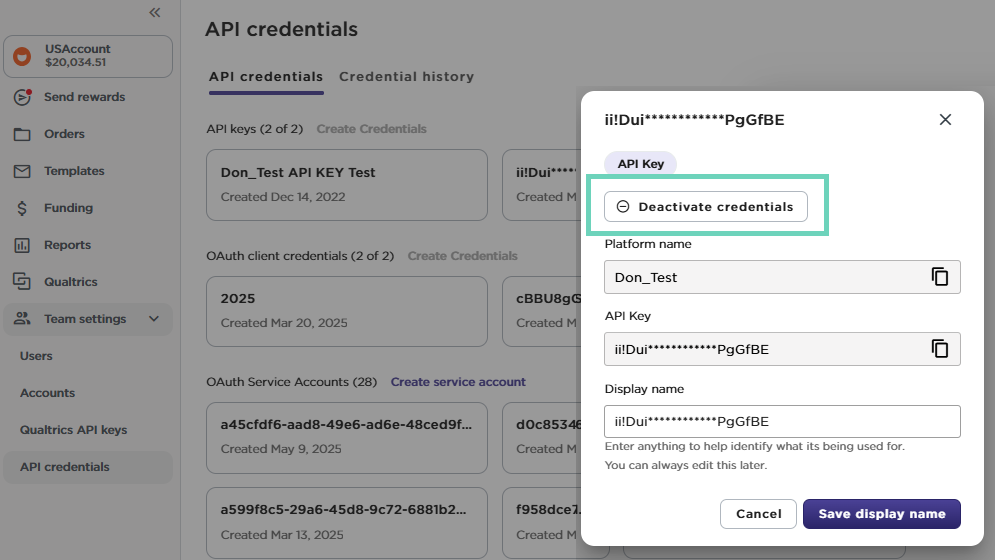 Deactivate basic API keys