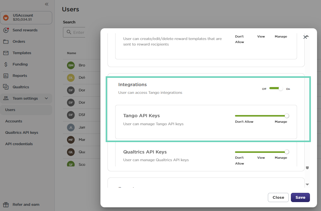 API Keys Permissions
