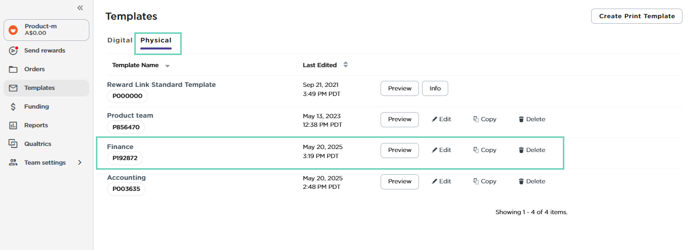 manage print templates