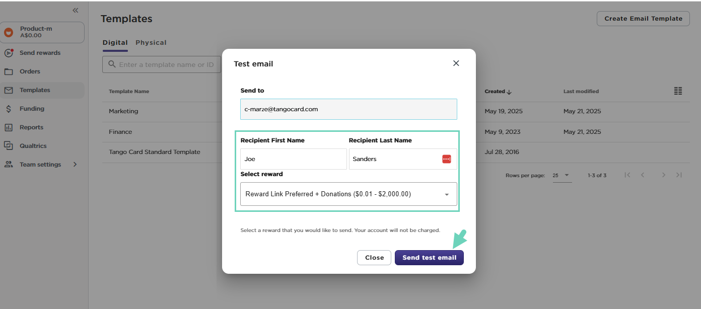 send test email