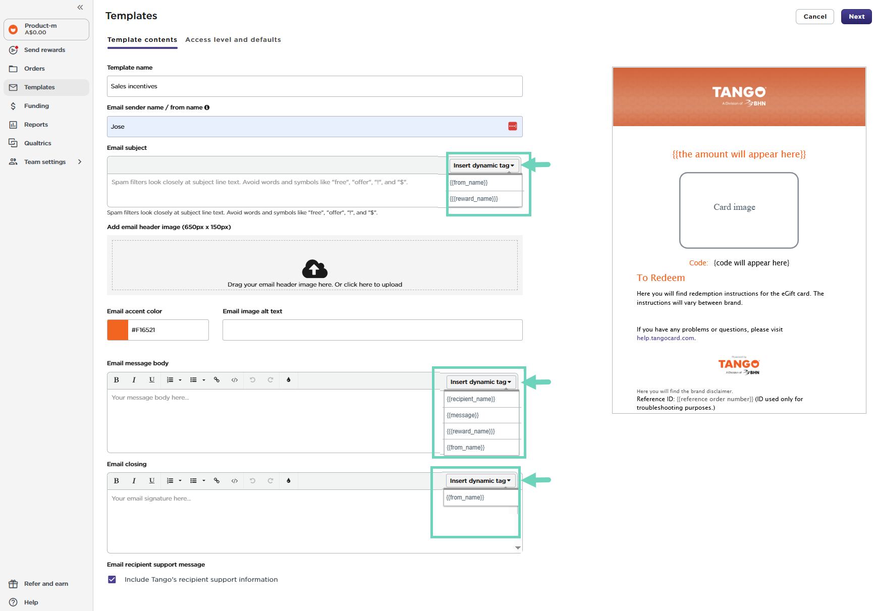 where to find dynamic tags