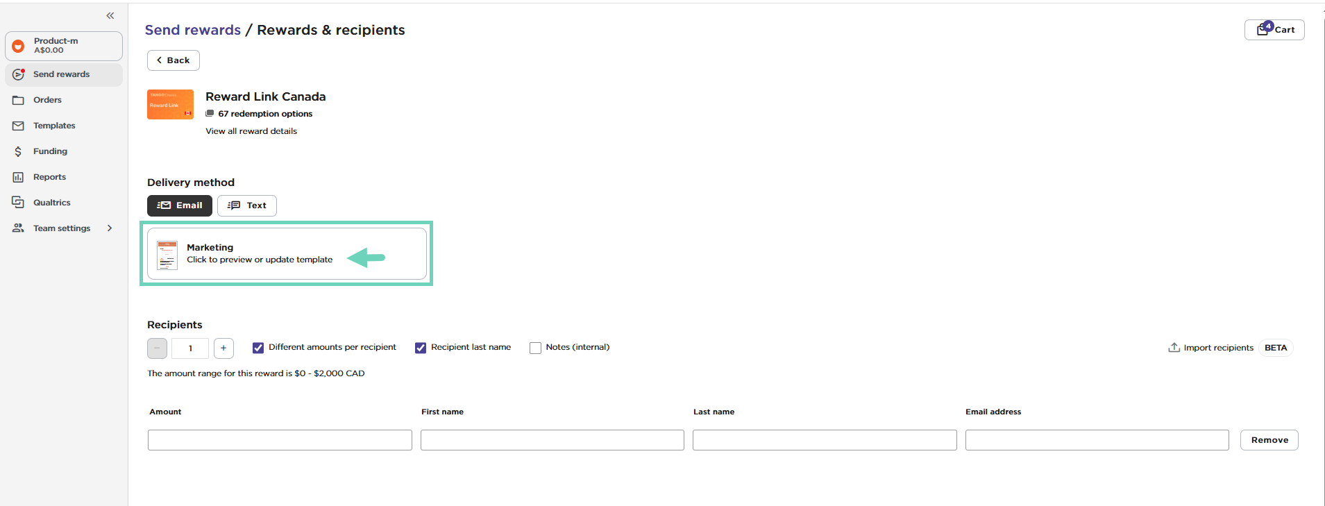 Customize and edit email templates when ordering